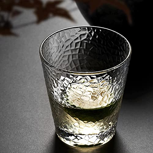 XIAOSAKU Copas de Agua Conjunto de Taza de Vidrio Martillado de 6 10 oz sin Plomo Whisky cristalería de café y Bebidas Copas de Vidrio Transparente doméstico para Agua, Cerveza, Jugo, Bebidas