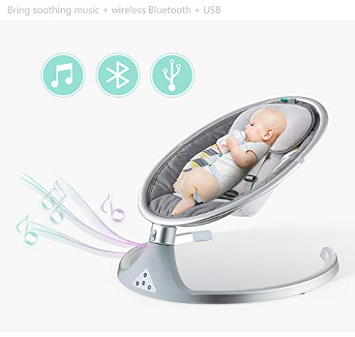 Xinjin Balancines eléctricos for bebés y gorilas con Control Remoto, Silla giratoria Comfort for bebés recién Nacidos con música Relajante y Juguetes con Dosel, Cama con Base automática