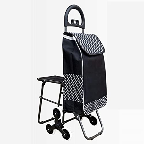 XQMY Carrito de la Compra portátil Carrito Plegable Anciano con Silla Subir escaleras Carrito de la Compra