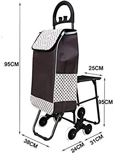 XQMY Carrito de la Compra portátil Carrito Plegable Anciano con Silla Subir escaleras Carrito de la Compra