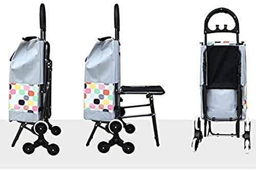 XQMY Carrito de la Compra portátil Carrito Plegable Anciano con Silla Subir escaleras Carrito de la Compra