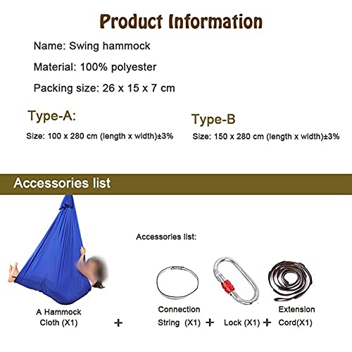 XWSM Columpio Terapia Interior con Soporte Carga 100 Kg Terapia Interior Columpio Sensorial Hamaca Camping para Autismo TDAH Aspergers Integración Sensorial Suave