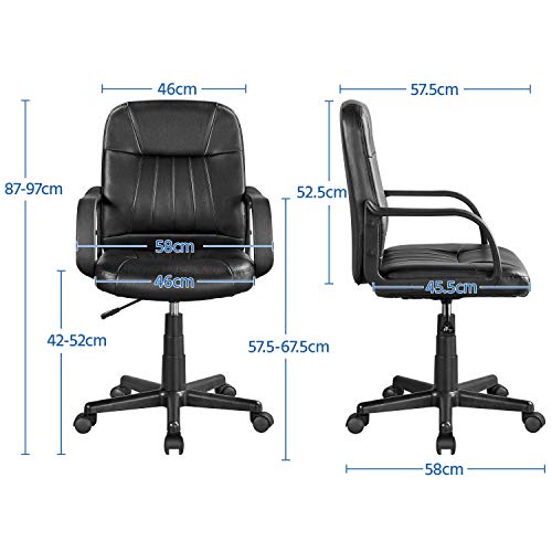 Yaheetech Silla Escritorio Silla de Oficina Ergonómica Altura Ajustable Asiento Cubierto de PU Silla Despacho