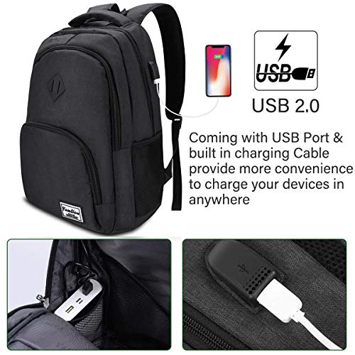 YAMTION Mochila Hombre,Mochila Portátil 15.6 Pulgadas,Mochila Escolar Juvenil con Puerto de Carga USB