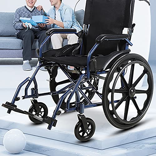 YDYBY Silla de Ruedas Plegable,ortopédica para minusválidos Manual Freno en manetas reposapiés y reposabrazos extraíbles Asiento Ultraligera Transporte Silla de Ruedas Silla de tránsito,Negro