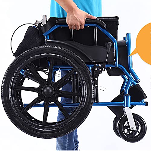 YDYBY Silla de Ruedas Plegable,ortopédica para minusválidos Manual Freno en manetas reposapiés y reposabrazos extraíbles Asiento Ultraligera Transporte Silla de Ruedas Silla de tránsito,Negro