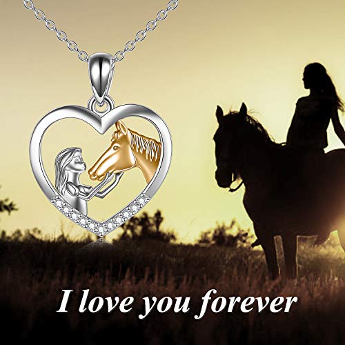 YFN Collar de niña y Caballo para niñas Joyería de Caballo de Plata Esterlina Regalos de Caballo para Mujeres de 18 " (Gold Horse Necklace)