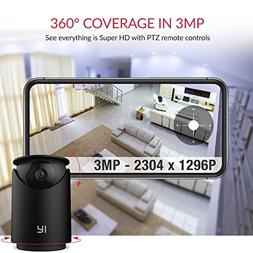 YI Camara Vigilancia WiFi Interior Dome U Pro 2K 3MP, Cámara de Seguridad IP 360°, Detección de Movimiento y Sonido, Visión Nocturna, Compatible con iOS/Android, Monitor para Mascotas/Tiendas/Ancianos