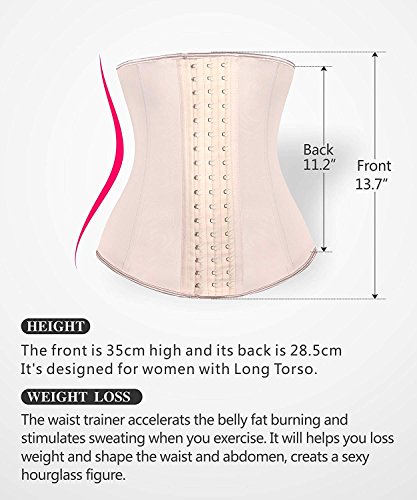 YIANNA Fajas Reductoras Mujer Largo Torso Latex Waist Trainer Corset Cinturilla Reductora Faja Colombiana Lumbar Postparto Corsé Abdominal Beige, 110288 Size L