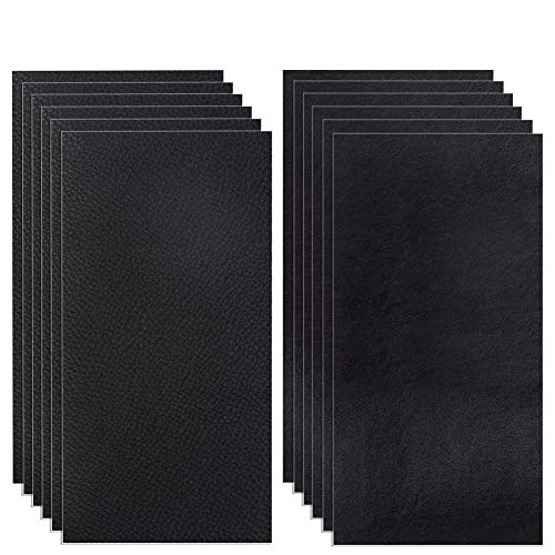 Yiiky 12 Piezas De ReparacióN De Cuero Parches, Primeros Auxilios Autoadhesivos para SofáS, Asientos para Autos, Bolsos, Chaquetas, Agujeros Fijos, Rasgaduras, Quemaduras, Manchas (Negro, 10X20CM)