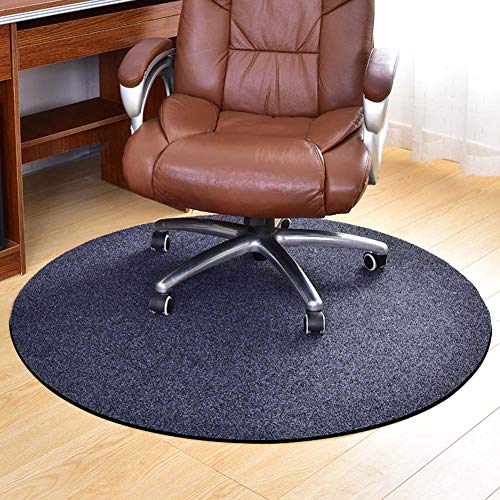 YINN Alfombrilla redonda para silla de pelo bajo, resistente a los arañazos, alfombrilla antideslizante, alfombrilla para silla de ruedas de fácil deslizamiento, cortable (gris, 90 cm de diámetro)