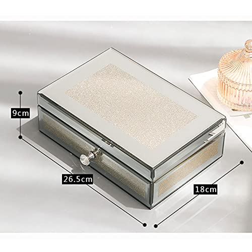 YIXIN2013SHOP Caja Joyero Caja de joyería de joyería de joyería con Espejo de Cristal con Espejo de Cristal con Espejo de Plata de Lujo de Plata para Mujer Jewelry Organizer