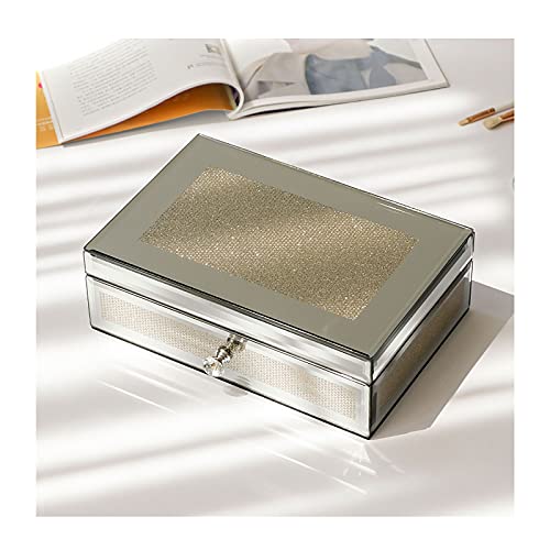 YIXIN2013SHOP Caja Joyero Caja de joyería de joyería de joyería con Espejo de Cristal con Espejo de Cristal con Espejo de Plata de Lujo de Plata para Mujer Jewelry Organizer