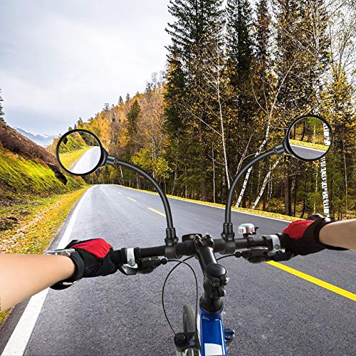 Yizhet Retrovisor Bicicleta 2 Pieza Espejos de Bicicleta 360° Rotativo Ajustable Espejo Convexo Ángulo Amplio para Carretera Montaña Bicicleta E-Bike Monopatín Silla de Ruedas Cochecito Ciclomotor