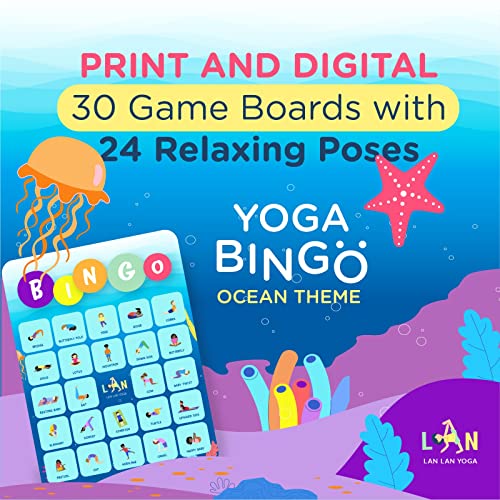 YOGA BINGO - DIGITAL AND PRINTABLE - OCEAN THEME: 30 Bingo Boards - 24 Relaxing Yoga Poses (English Edition)