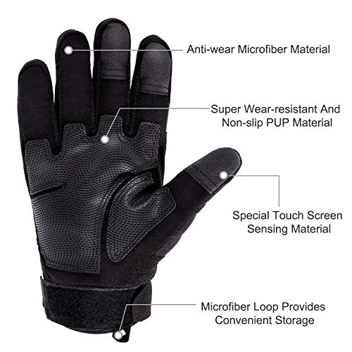 yokamira Guantes de Moto Pantalla Táctil, Guantes Tácticos Militares Dedo Completo Anti-Deslizante Invierno Verano para Hombre Mujer - Ciclismo, Motocicleta, Caza, Tiro, Escalada, Senderismo, L