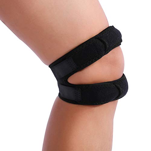 Yosoo - Rodillera para reforzar la rótula con correas ajustables, para correr, saltar, jugar al baloncesto, practicar deportes al aire libre o aliviar el dolor de rodilla, negro, M