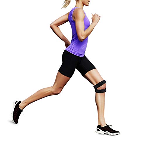 Yosoo - Rodillera para reforzar la rótula con correas ajustables, para correr, saltar, jugar al baloncesto, practicar deportes al aire libre o aliviar el dolor de rodilla, negro, M