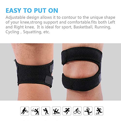 Yosoo - Rodillera para reforzar la rótula con correas ajustables, para correr, saltar, jugar al baloncesto, practicar deportes al aire libre o aliviar el dolor de rodilla, negro, M