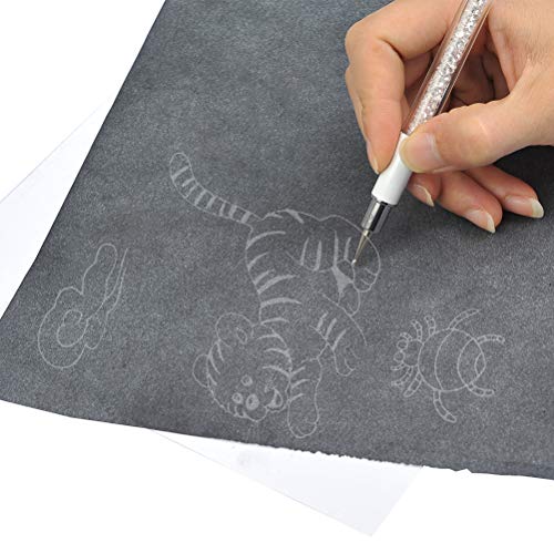 YOTINO 100 Hojas Papel Transferde GrafitoTrazado Carbón Papel de Calco Copia A4 Carbono Transferencia para Madera Lienzo Papel Madera Pluma Reemplazable con 5 Piezas