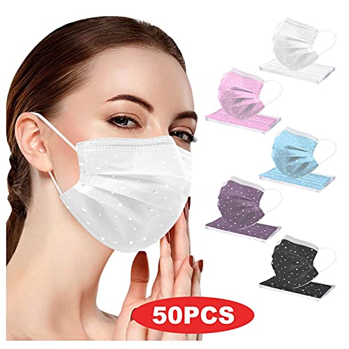 YpingLonk 50 unid Unisex Adulto Cara Protector Mujeres Universal 3 Capa Moda Estrella Digital Impreso Lindo elásticoLoop Bandanas bufanda-33