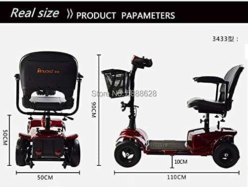 YUXIwang Silla de Ruedas Viejo Movilidad Scooter Litio batería Plegable Triciclo eléctrico Silla de Ruedas para discapacitados (Color : Lithium Battery)