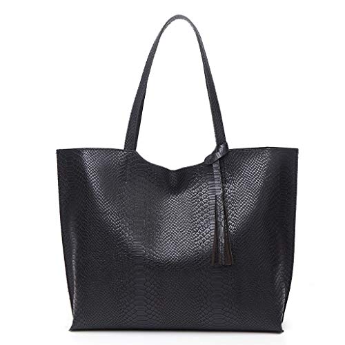 YWLINK Bolso Bandolera De Gran Capacidad Retro Europeo Y Americano Con PatróN Bandolera Bolso De Mano Fiesta De Bodas Bolsa De Playa Bolsillo PortáTil Trabajo Bolso Tote (36x11x30cm, Negro-1)