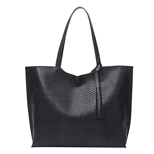 YWLINK Bolso Bandolera De Gran Capacidad Retro Europeo Y Americano Con PatróN Bandolera Bolso De Mano Fiesta De Bodas Bolsa De Playa Bolsillo PortáTil Trabajo Bolso Tote (36x11x30cm, Negro-1)