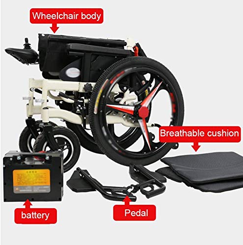 YXZQ Silla de Ruedas, Plegado eléctrico motorizado s, Potente Motor Dual Ligero, Solo 37 kg, Servicio Pesado, Motor Doble Plegable eléctrico para Personas Mayores discapacitadas