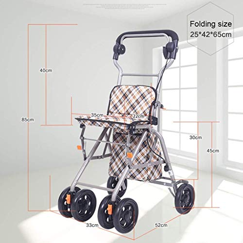 YYSHLA Carrito de compras sobre ruedas Con carrito de carretilla plegable Carritos de compra Walker Cesta de la compra Muleta de hombre viejo Carrito de compra plegable Plegable con freno Dar a los an