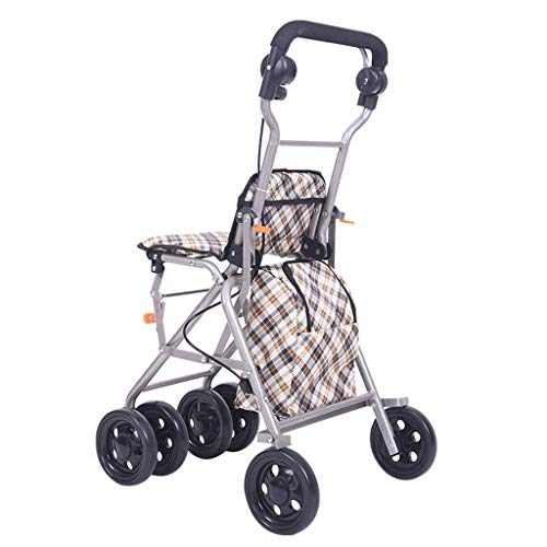 YYSHLA Carrito de compras sobre ruedas Con carrito de carretilla plegable Carritos de compra Walker Cesta de la compra Muleta de hombre viejo Carrito de compra plegable Plegable con freno Dar a los an