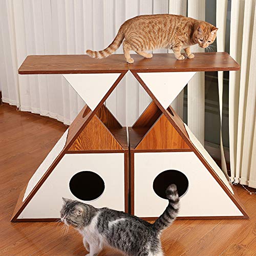 YZJL Columpio Cat Gato De Madera Columpio Trapecio Casa del Estilo del Gato del Gato Cómodo Actividad Centro De Gato De Juguete Plataforma De Salto Muebles de Cama para Mascotas (Color : Dark Brown)