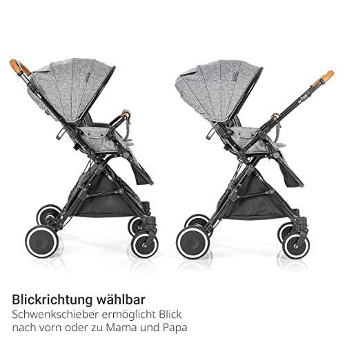 Zamboo - Silla de paseo ligera plegable - Carrito Bebe reclinable - Silla paseo con manillar reversible y plegado automático - Gris