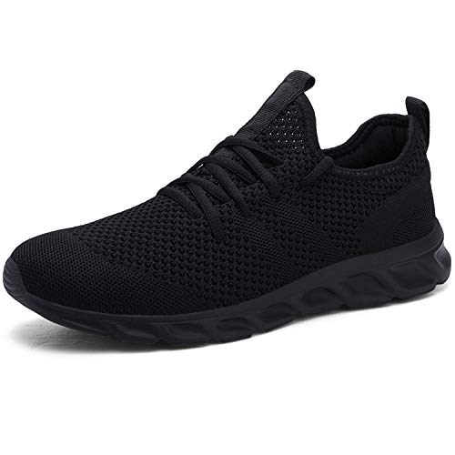 Zapatillas de Running para Hombre Casual Tenis Asfalto Zapatos Deporte Fitness Gym Correr Gimnasio Deportives Transpirables Seguridad Atlético Trekking Bambas Plataform Sneakers Negro 45 EU