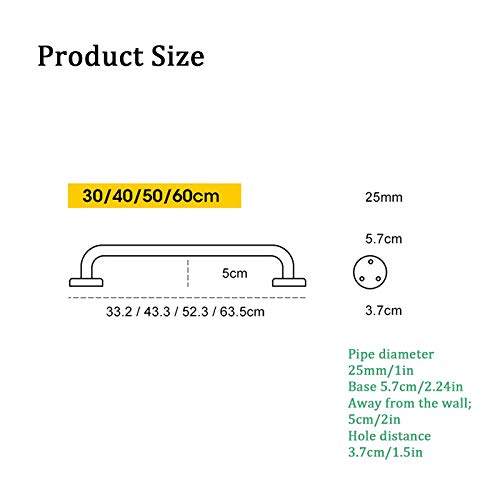 ZBBN Barandillas de baño de Acero Inoxidable 304, Seguridad Antideslizante, manija de Ducha, Inodoro, bañera, manija para discapacitados sin barreras, Soporte para Personas Mayores, Lesiones, Man