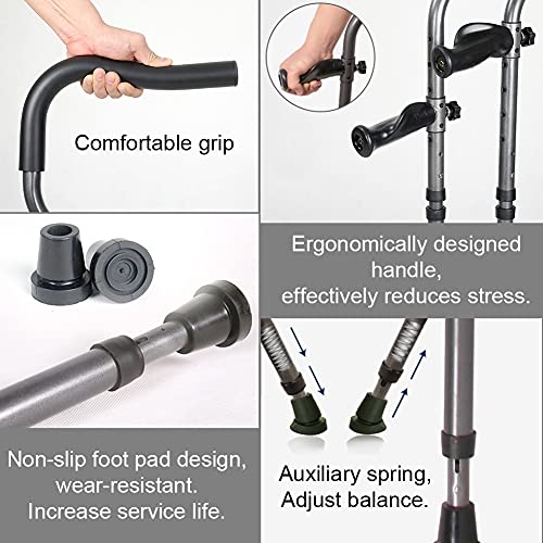 ZDM 1 par de Muletas Axilares para Adultos, Ergonómico, Muletas Plegables Tipo F, Muletas Ortopédicas Telescópicas para Rehabilitación, Regulables en Altura