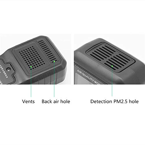 ZHWDD Detector PM2.5, Monitor de Calidad del Aire con Alarma Que excede los estándares, portátil, Retención de Datos, Carga Directa, Batería de Litio, Detector PM2.5, Herramienta de detección