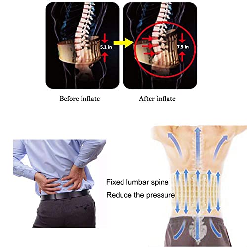 ZMIN Correas Hinchables de Apoyo Lumbar, Cinturon Inflable Ajustable Descompresión, Faja Lumbar Ayuda a Aliviar Dolor y Lesiones, Adecuado para 29 Pulgadas - 49 Pulgadas