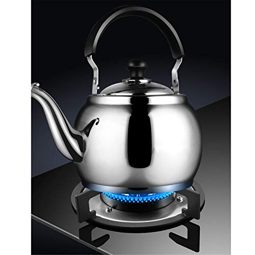 zyy Hervidor de Té Estufa Top Silbando Agua Caliente Manzana Espesar 304 Acero Inoxidable con Asa Anti-escaldada (Color : Silver, Size : 4L)