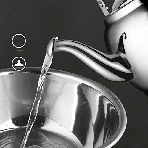 zyy Hervidor de Té Estufa Top Silbando Agua Caliente Manzana Espesar 304 Acero Inoxidable con Asa Anti-escaldada (Color : Silver, Size : 4L)