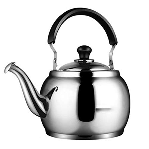 zyy Hervidor de Té Estufa Top Silbando Agua Caliente Manzana Espesar 304 Acero Inoxidable con Asa Anti-escaldada (Color : Silver, Size : 4L)