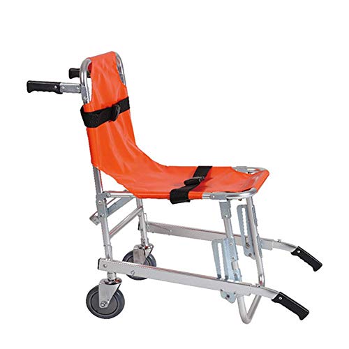 ZYYH Silla de Escalera - Aluminio, Peso Ligero, Ambulancia, Bombero, evacuación, Elevador médico, Silla de Escalera con Hebillas de liberación rápida, Naranja