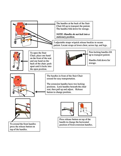 ZYYH Silla de Escalera - Aluminio, Peso Ligero, Ambulancia, Bombero, evacuación, Elevador médico, Silla de Escalera con Hebillas de liberación rápida, Naranja