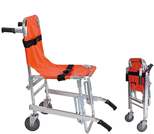 ZYYH Silla de Escalera - Aluminio, Peso Ligero, Ambulancia, Bombero, evacuación, Elevador médico, Silla de Escalera con Hebillas de liberación rápida, Naranja