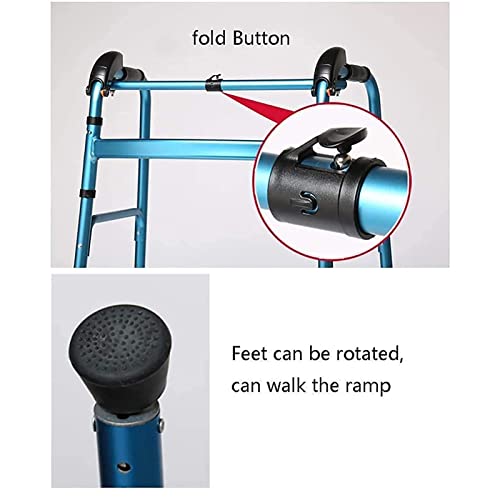 ZZBB Andadores para Personas Mayores Andador para Personas Mayores, Ajuste Automático de Altura de 20 Bloques, Botón de Pies Giratorios Plegables, Ayuda para Caminar de Aluminio