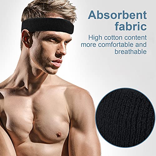 4Pcs Cinta Sudor Cabeza Diadema Deportiva Hombres Mujeres Bandas de Sudor Cinta Pelo Tenis Banda Elástica de Pelo Antideslizante Absorbente de Humedad para Hombre Mujer Ciclismo Correr Tenis