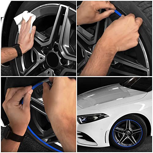 4R Quattroerre.it 10301 Wheel Trim Tiras Adhesivas Reflectantes para Llantas de Coche, Negro, 5 mm x 6 MT