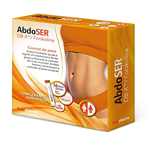 Abdoser - 16 sticks - Elimina la grasa acumulada en abdomen y muslos - Adelgazante con OB-X y Forskolina - Quemagrasas - Detox - Caja 16 sobres - 1 al dia