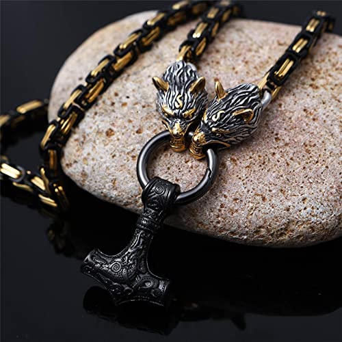 AILIU Nunca se desvanecen Hombres Collares de Lobo Celta Vikingo Vegvisir Amuleto Martillo Colgante runas nórdicas Ancla Acero Inoxidable Rey Cadena joyería