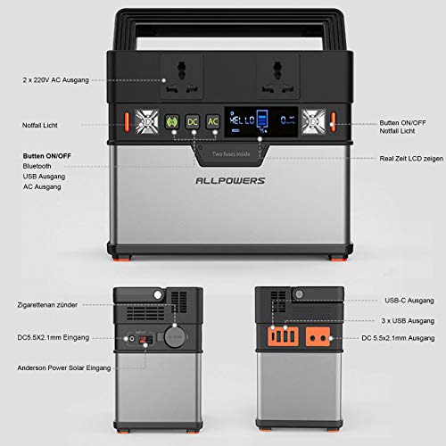 ALLPOWERS Estación de energía portátil 288Wh 78000mAh 300W Generador Solar Portátil Exterior Batería de Litio de Respaldo de Emergencia para Acampar al Aire Libre Laptop smartphone